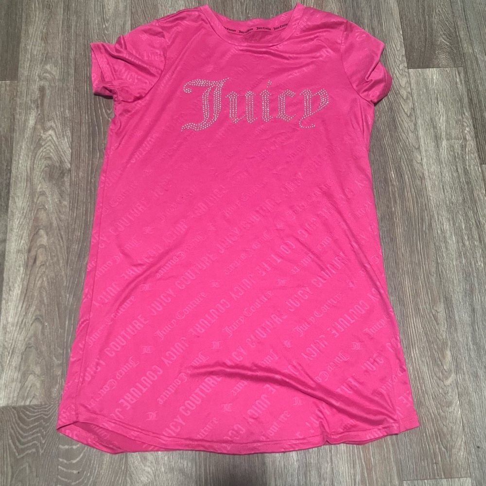 Juicy Couture Hot pink Sleepwear Nighshirt Dress Size Small Rhinestone Logo